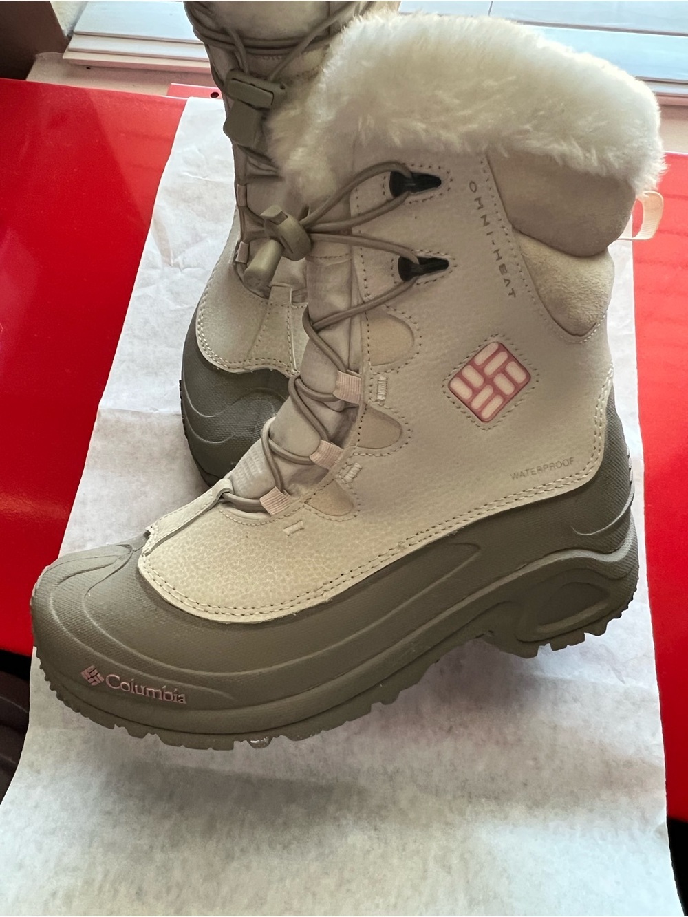 Columbia Cream and Olive Waterproof Winter Boots